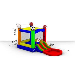 sports-bounce-house-slide-with-pool